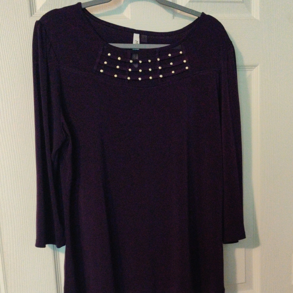 NY Collection Purple Blouse with Stud Accents